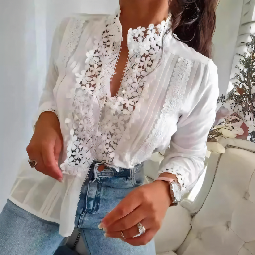 Sofia | Women’s Lace Panel Elegant Blouse