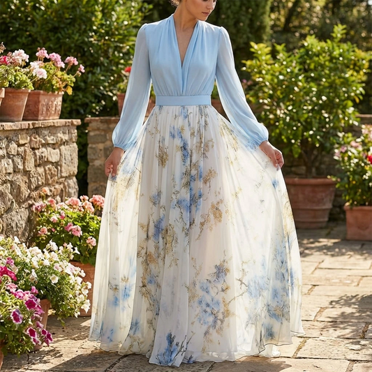 Elise | Floral Print Flowing Maxi Dress