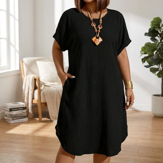 Elivara | Women’s Relaxed Short Sleeve Midi Dress