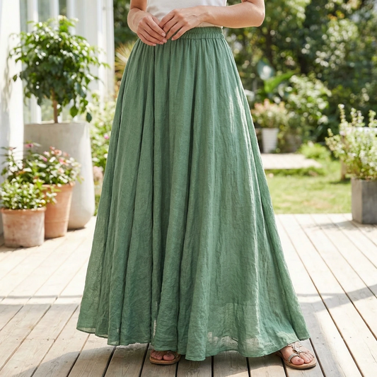 Avelune | Women’s Flowing Elastic Waist Maxi Skirt