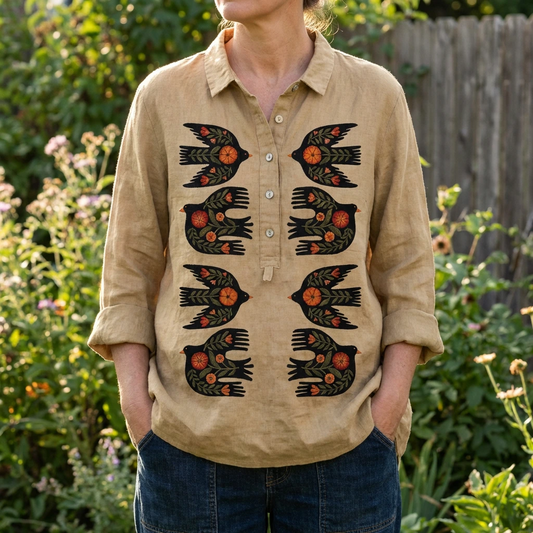 Avenelle | Women’s Printed Long Sleeve Button Front Shirt