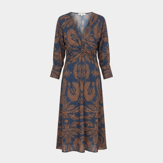 Women’s Printed Twist Front Midi Dress
