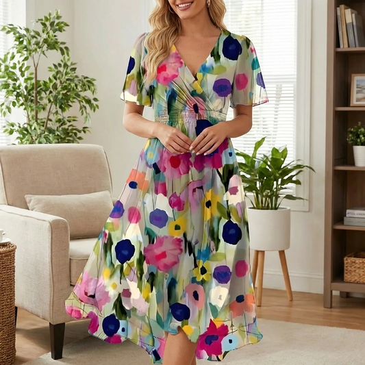 Zerivana | Women’s Floral V-Neck Summer Dress