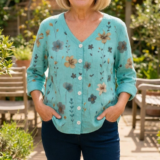 Maris | Women’s Floral Button Front Everyday Blouse