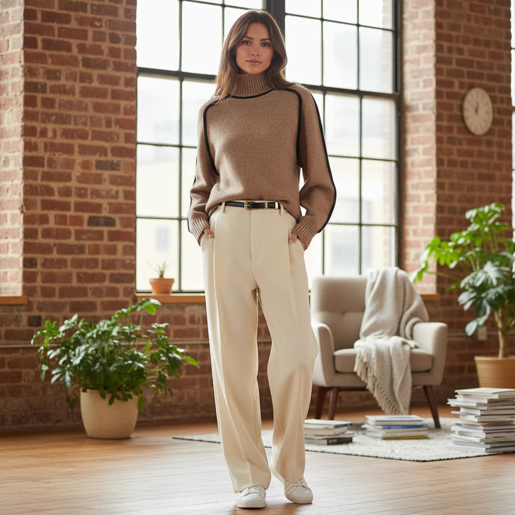 Loose Trim Turtleneck Sweater