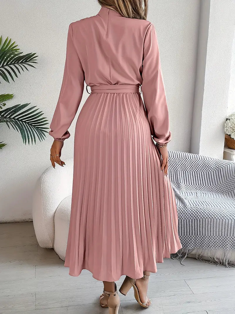 Elyria | Long Sleeve Pleated Midi Dress