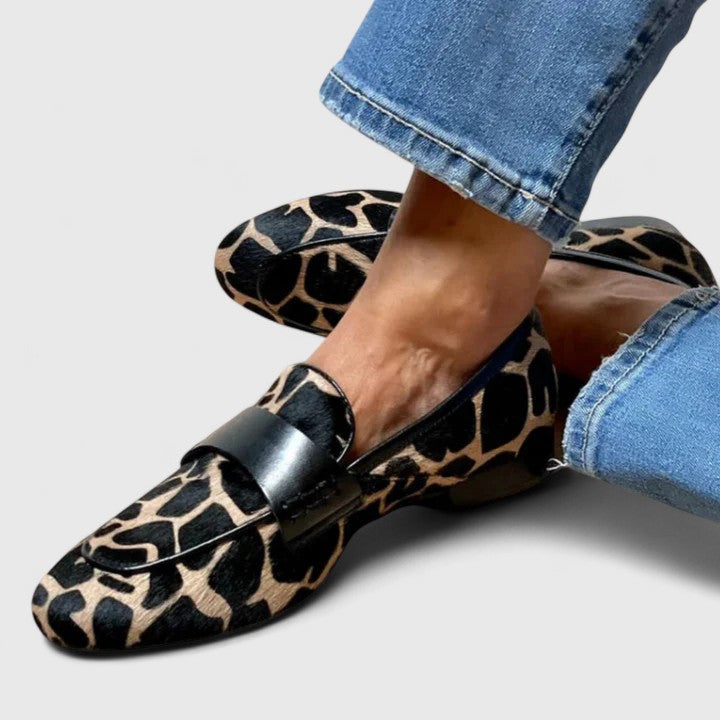 Women’s Slip-On Loafers – Printed Low Heel Casual Shoes