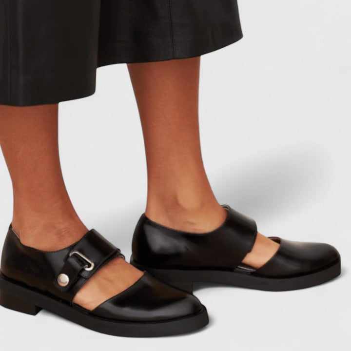 Women’s Mary Jane Flats – Buckle Strap Low Heel Shoes