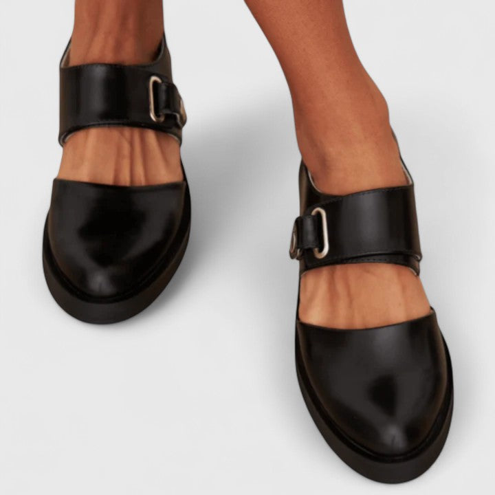 Women’s Mary Jane Flats – Buckle Strap Low Heel Shoes