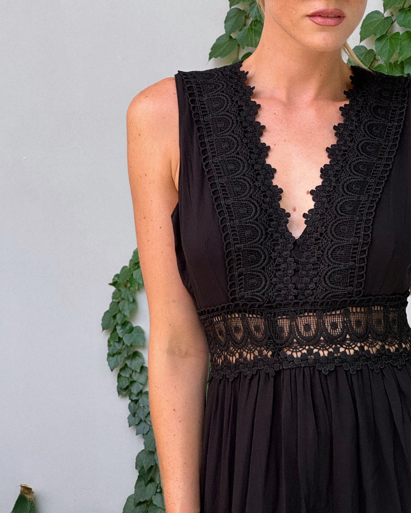 Lace Trim Midi Dress – Elegant Summer Dress