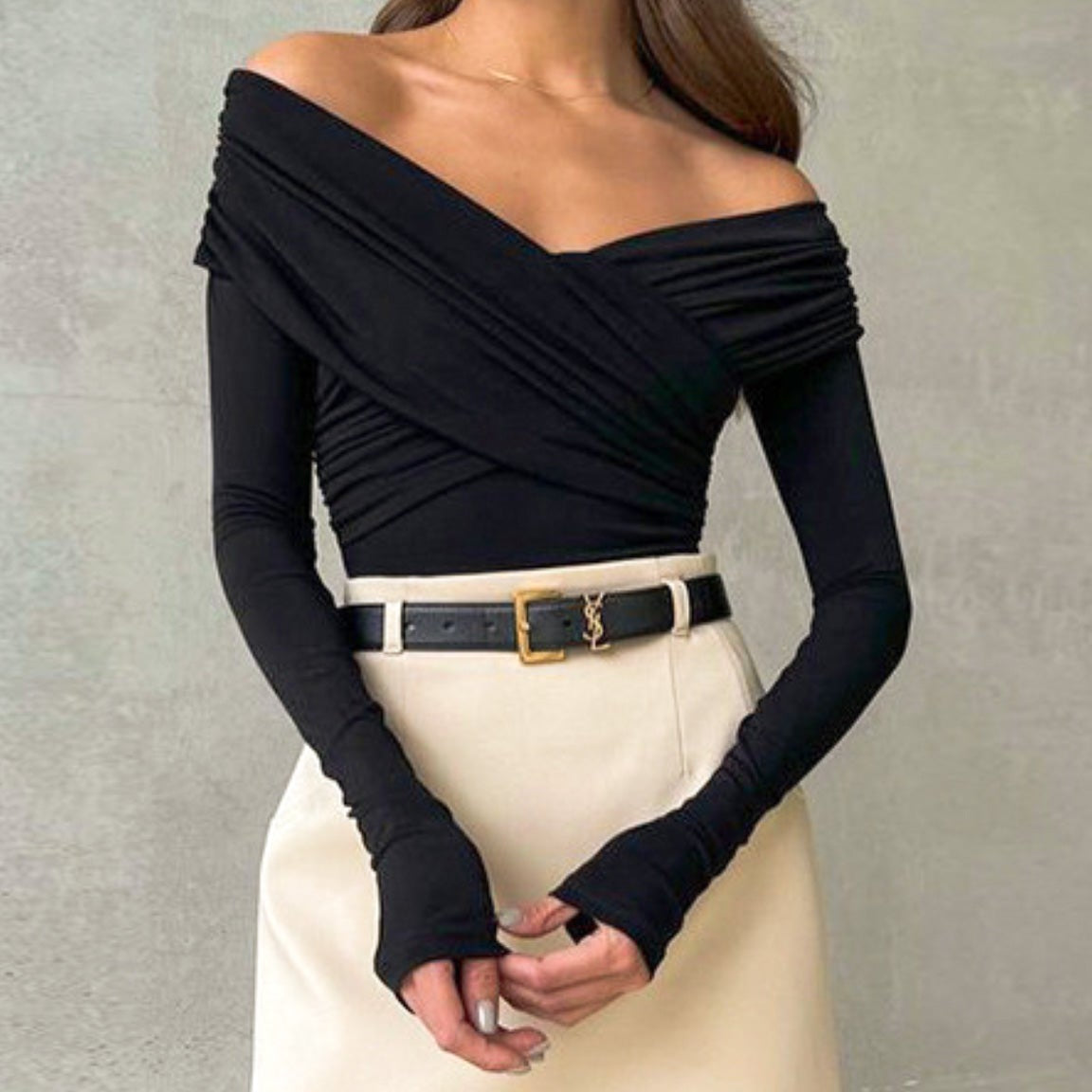 Zyrelle | Women’s Off Shoulder Draped Long Sleeve Top