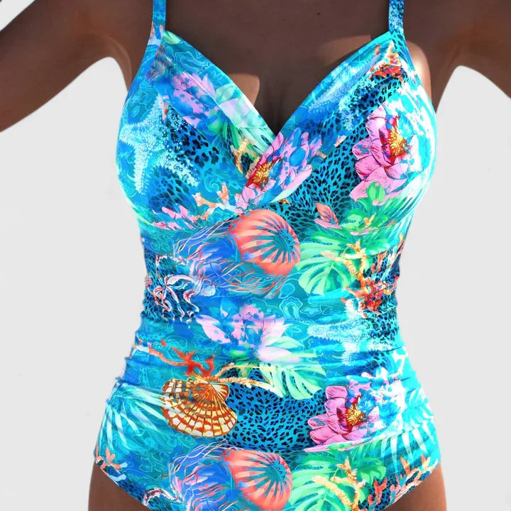 Marivellea | Women’s Floral Wrap-Front One-Piece Swimwear