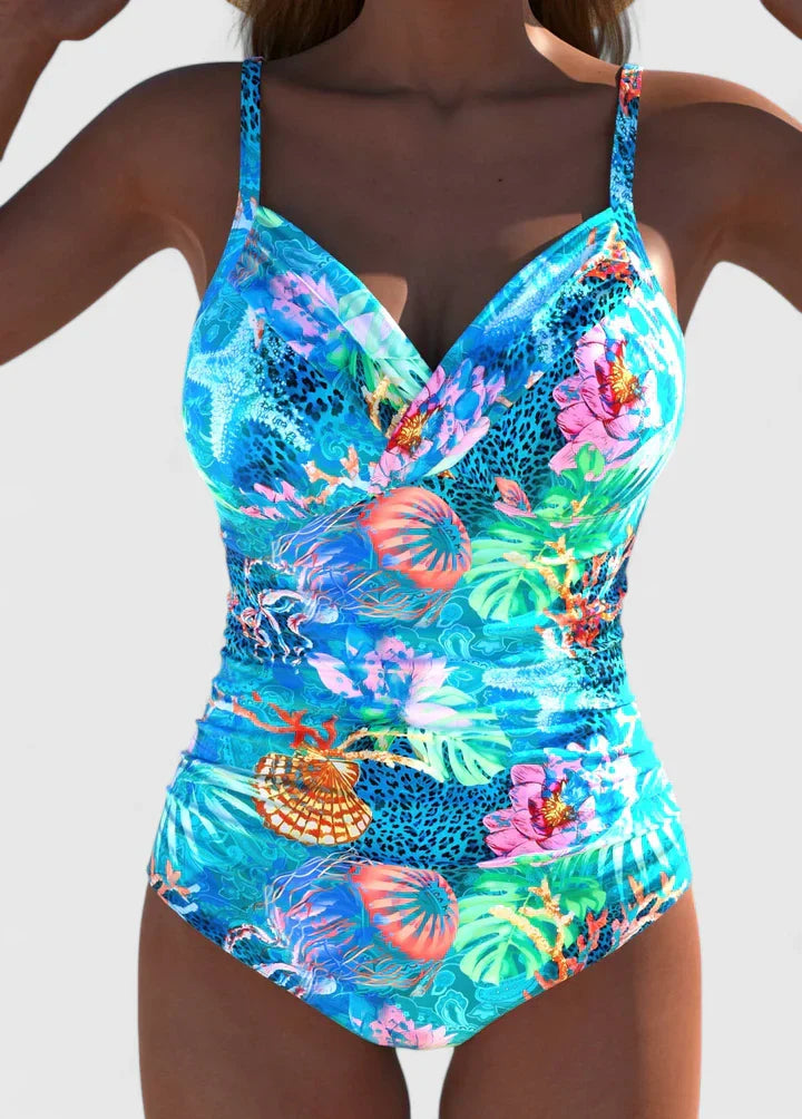 Marivellea | Women’s Floral Wrap-Front One-Piece Swimwear