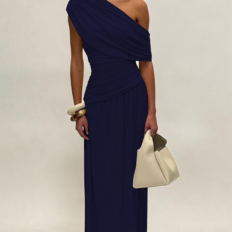 Aurethia | Women’s One Shoulder Pleated Dress