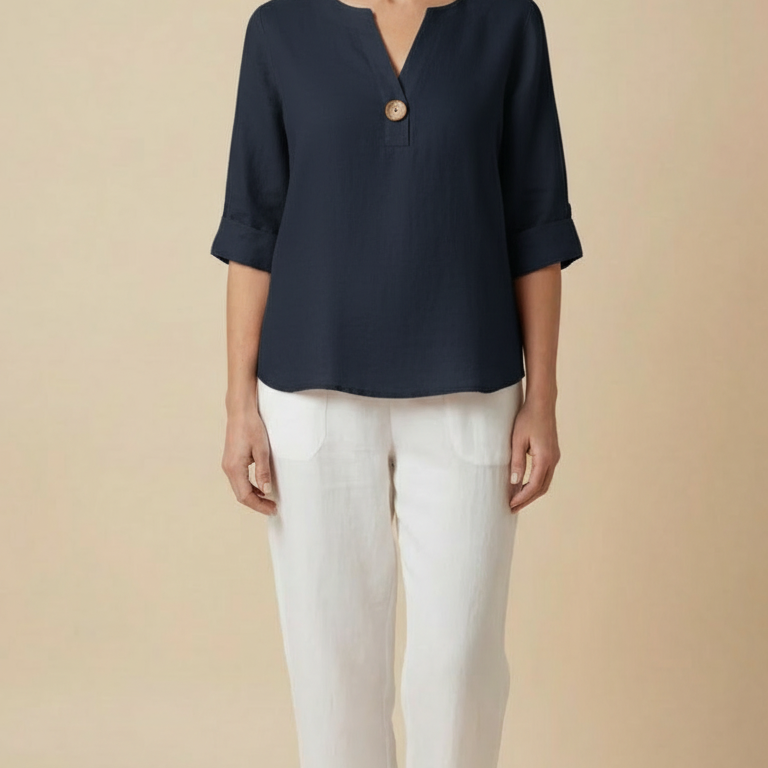 Neravelle | Women’s V-Neck Button-Detail Summer Top