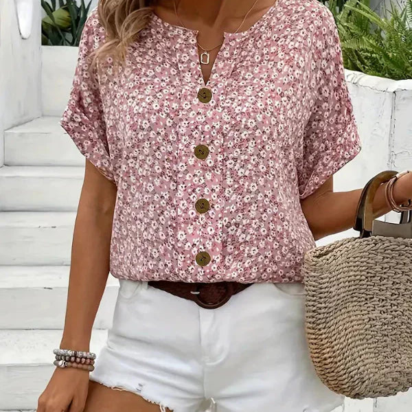 Floral Button Blouse – Casual Summer Top for Women