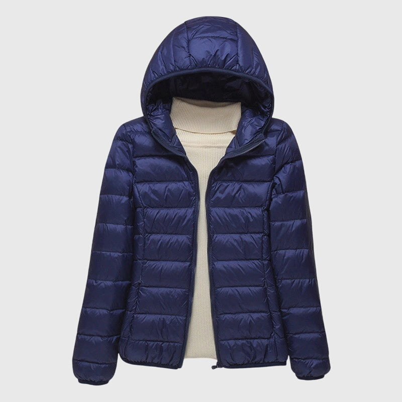 Women’s Hooded Zip-Up Puffer Jacket – Lightweight Everyday Outerwear
