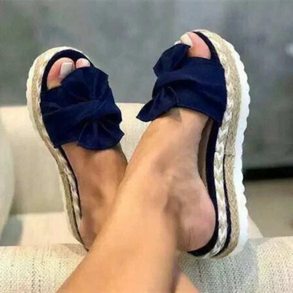 Brisavelle | Women’s Platform Slides with Bow Detail