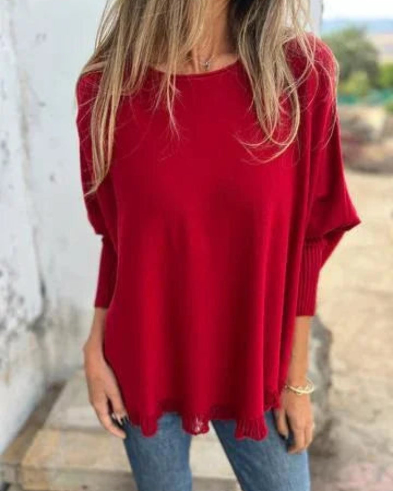 Nerisse | Women’s Relaxed Knit Batwing Sleeve Top