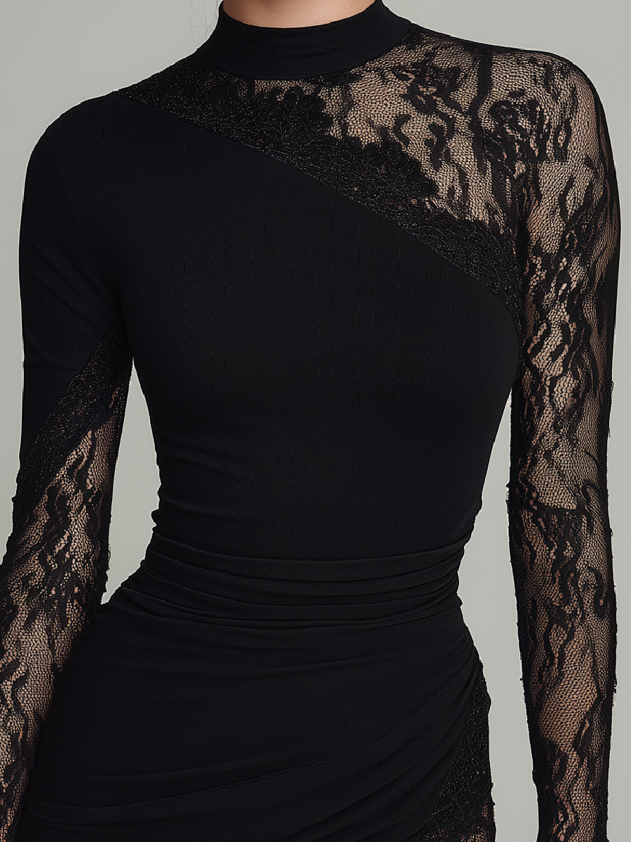 Mirah | Women’s Lace Sleeve Elegant Evening Dress