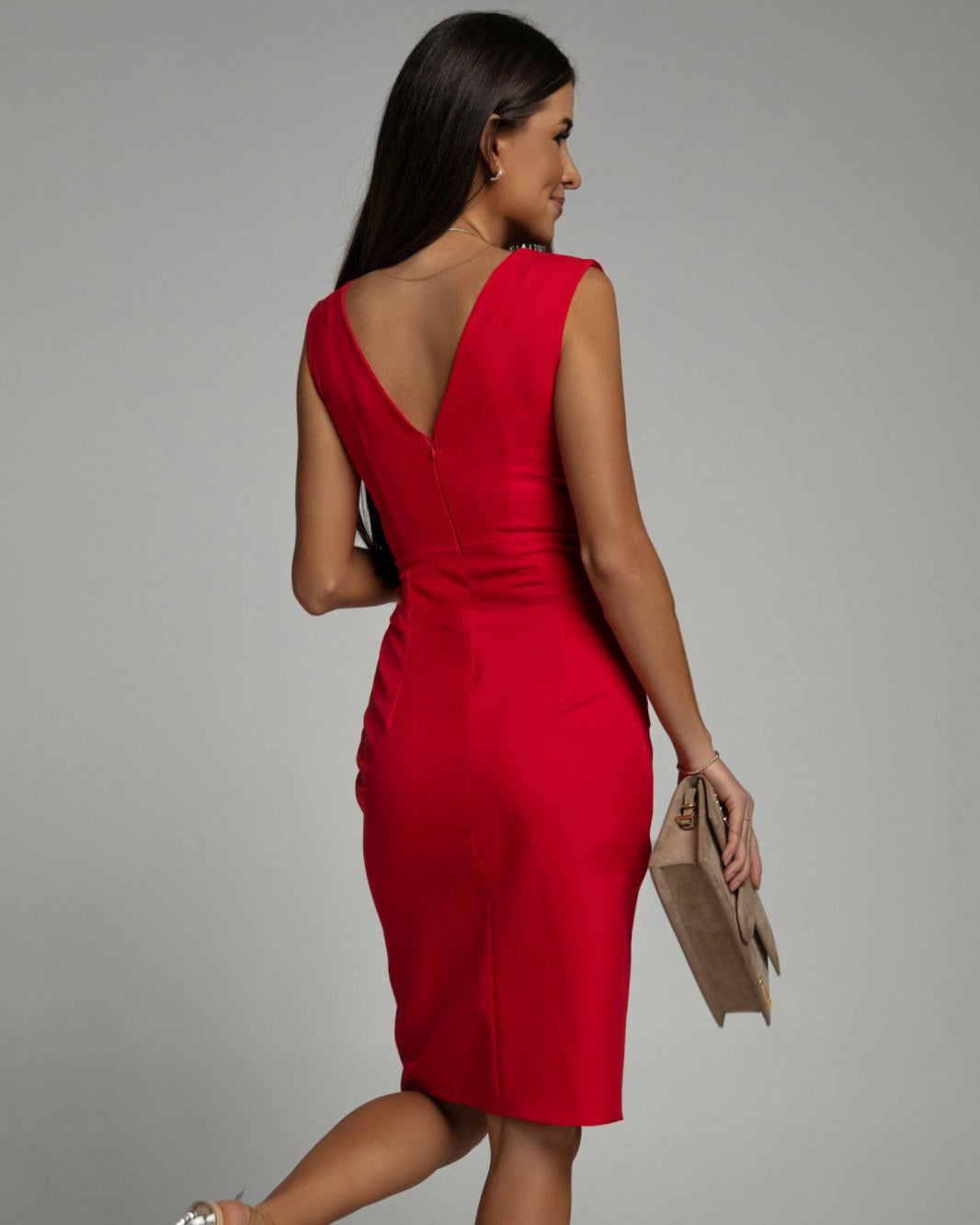Kaelira | Sleeveless V Neck Midi Dress