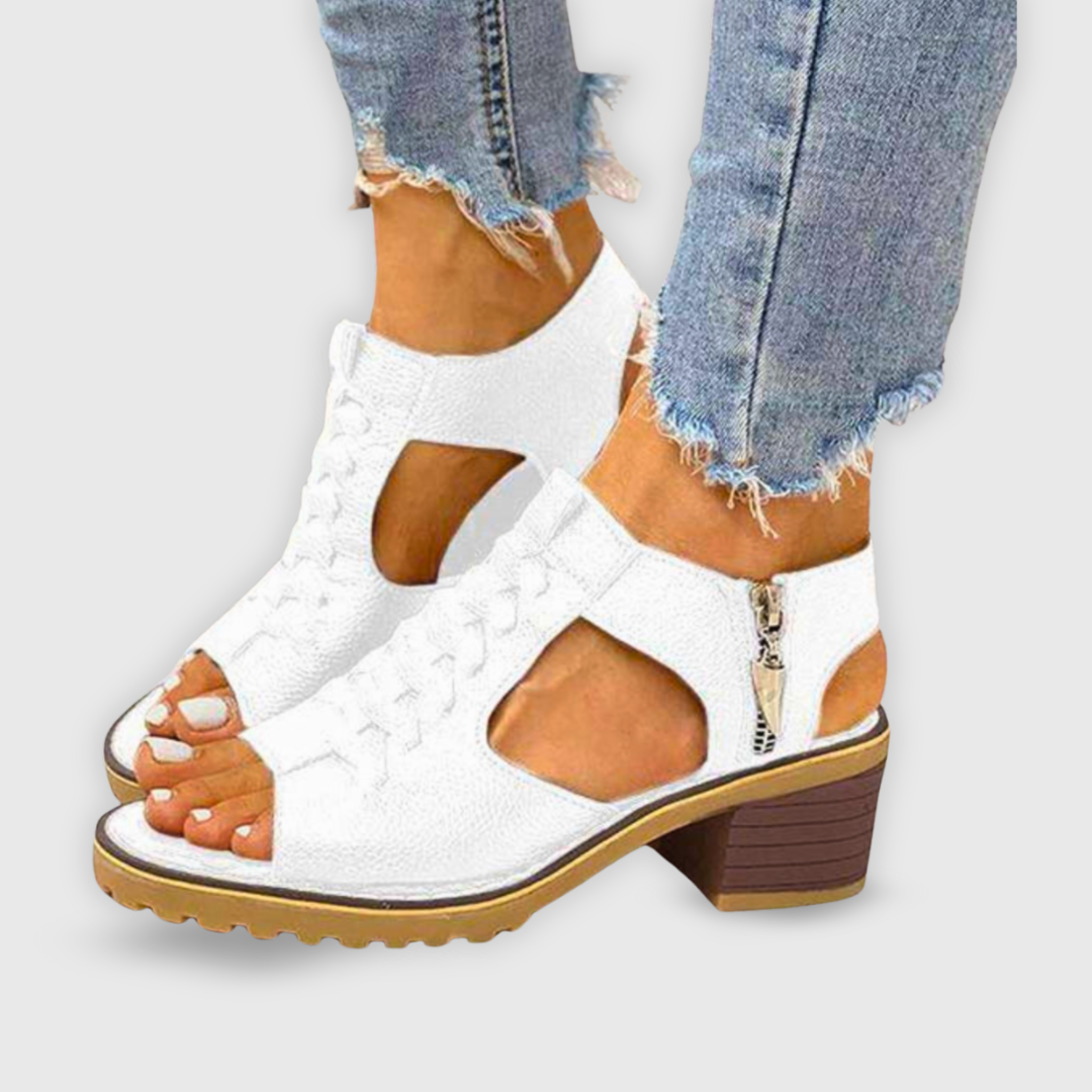 Morgan | Summer Block Heel Sandals with Lace Detail