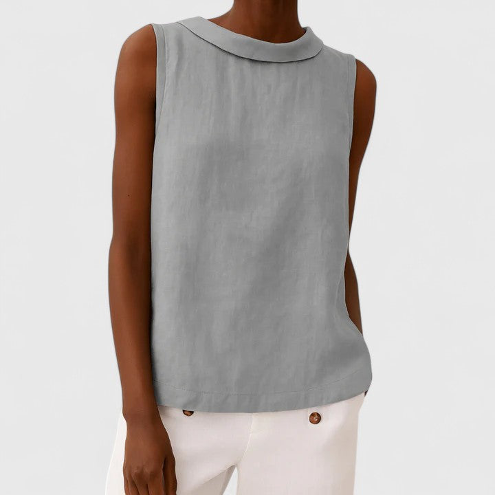 Women’s Sleeveless Blouse – Crew Neck Relaxed Fit Top