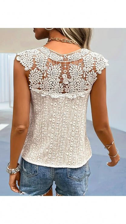Aureline | Women’s Lace Detail Sleeveless Blouse