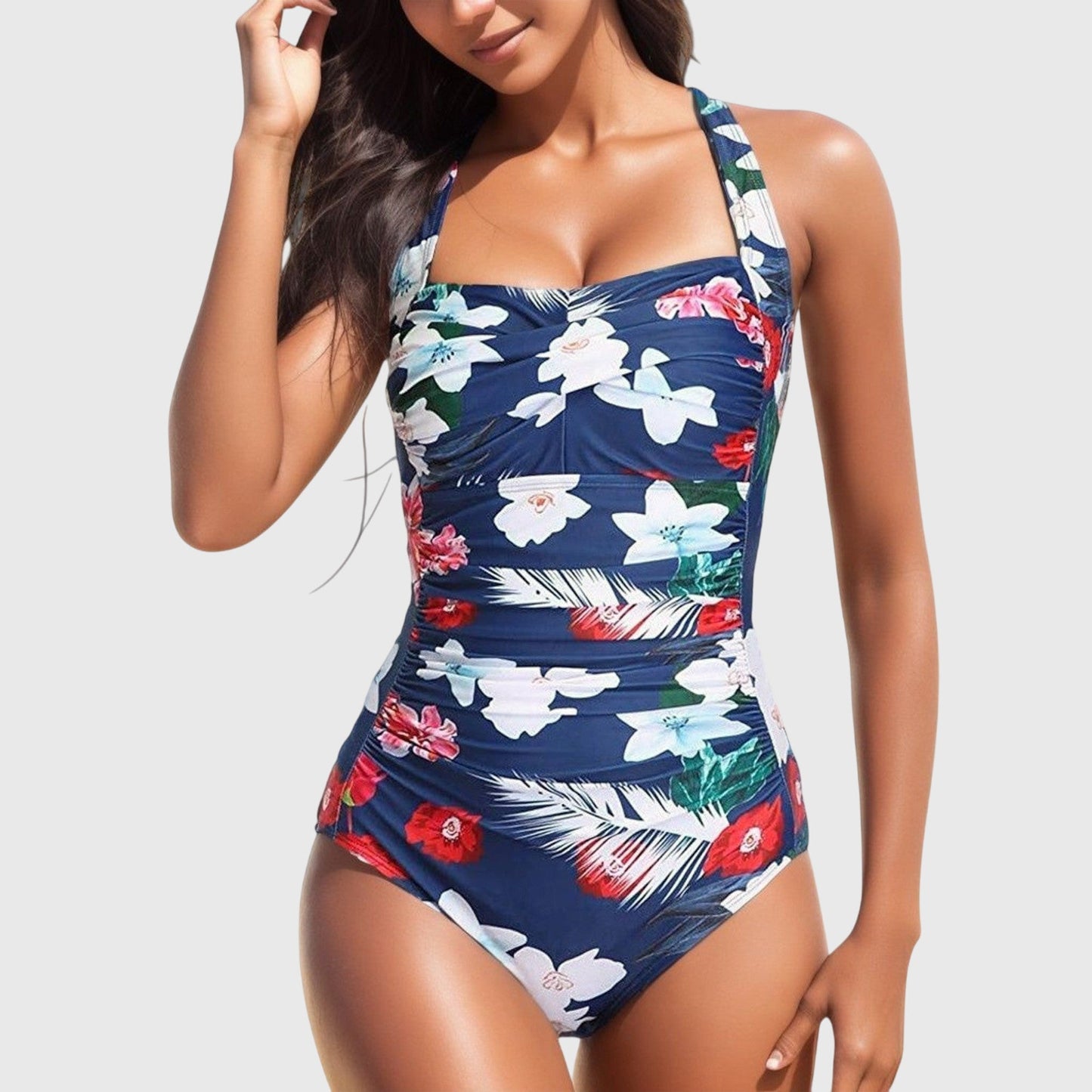 Zanlira | Women’s Tropical Square-Neck One-Piece Swimsuit