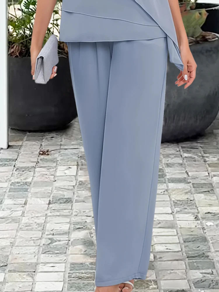 Women’s Summer 2 Piece Set – Elegant Top and Wide Leg Pants