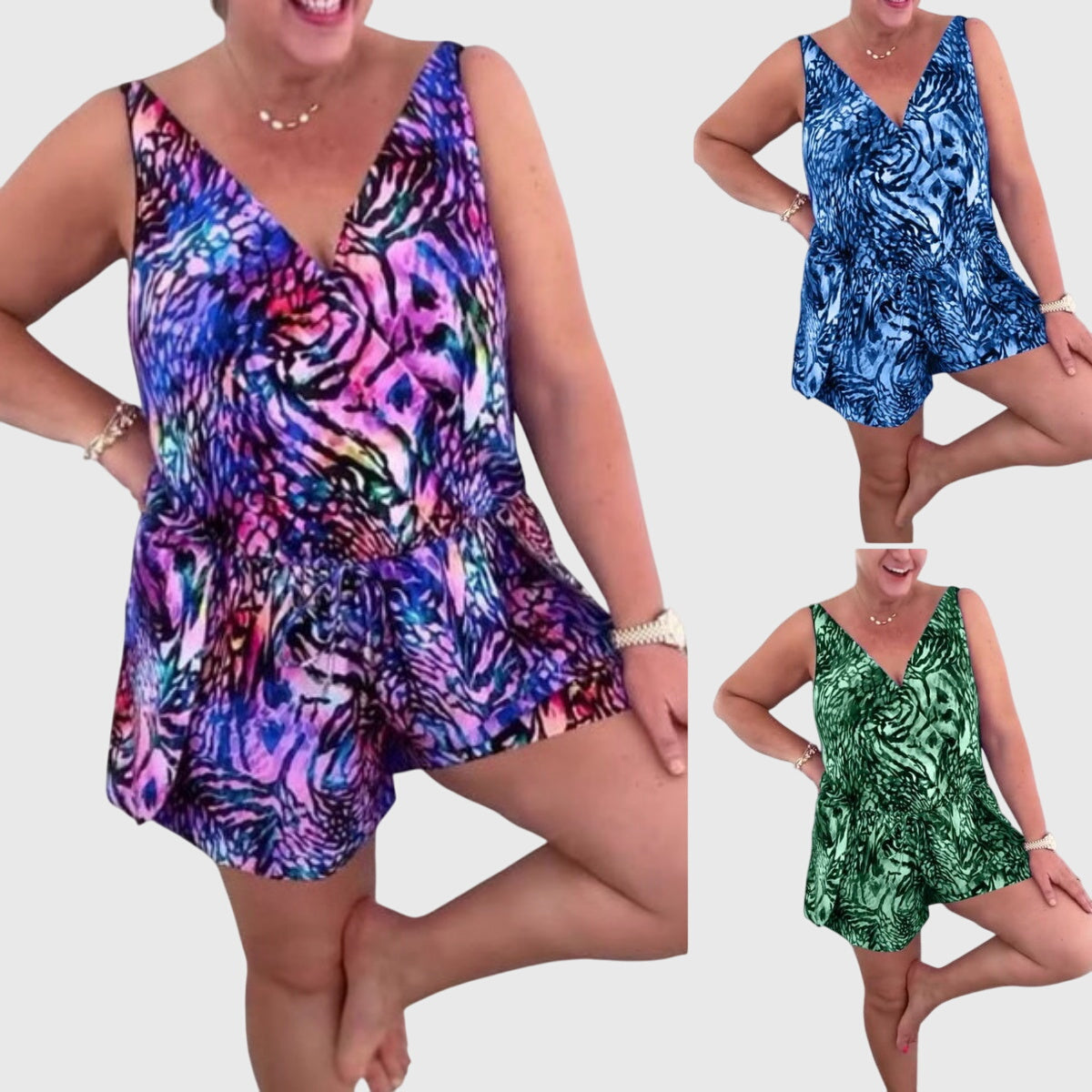 Liorenna | Women’s Printed Wrap-Front Summer Playsuit