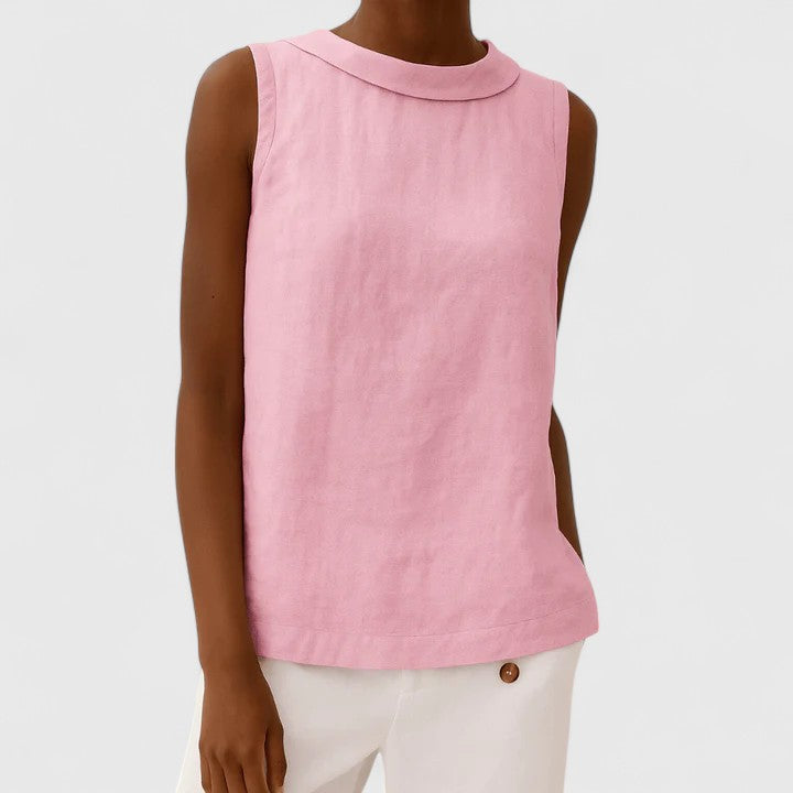 Women’s Sleeveless Blouse – Crew Neck Relaxed Fit Top