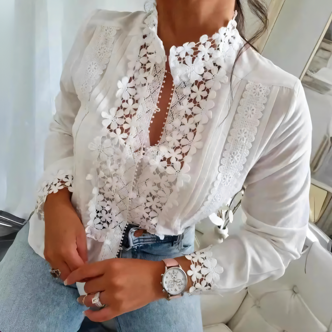 Sofia | Women’s Lace Panel Elegant Blouse