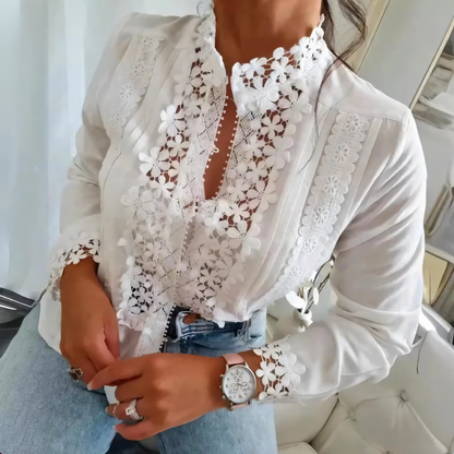 Sofia | Women’s Lace Panel Elegant Blouse