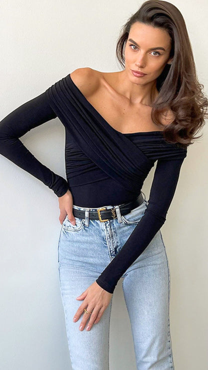 Zyrelle | Women’s Off Shoulder Draped Long Sleeve Top
