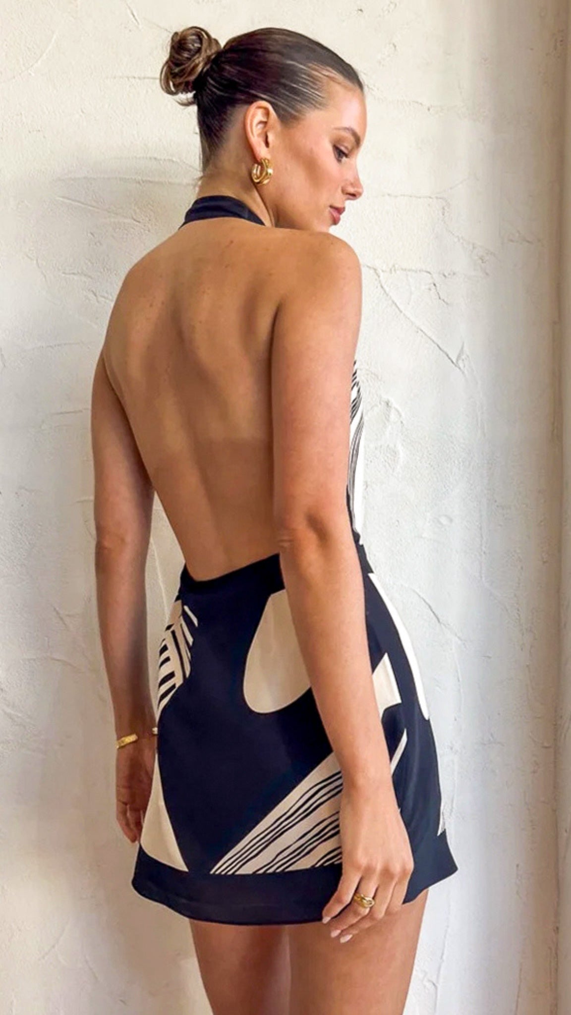 Solenne | Women’s Halter Wrap Tie Waist Mini Dress