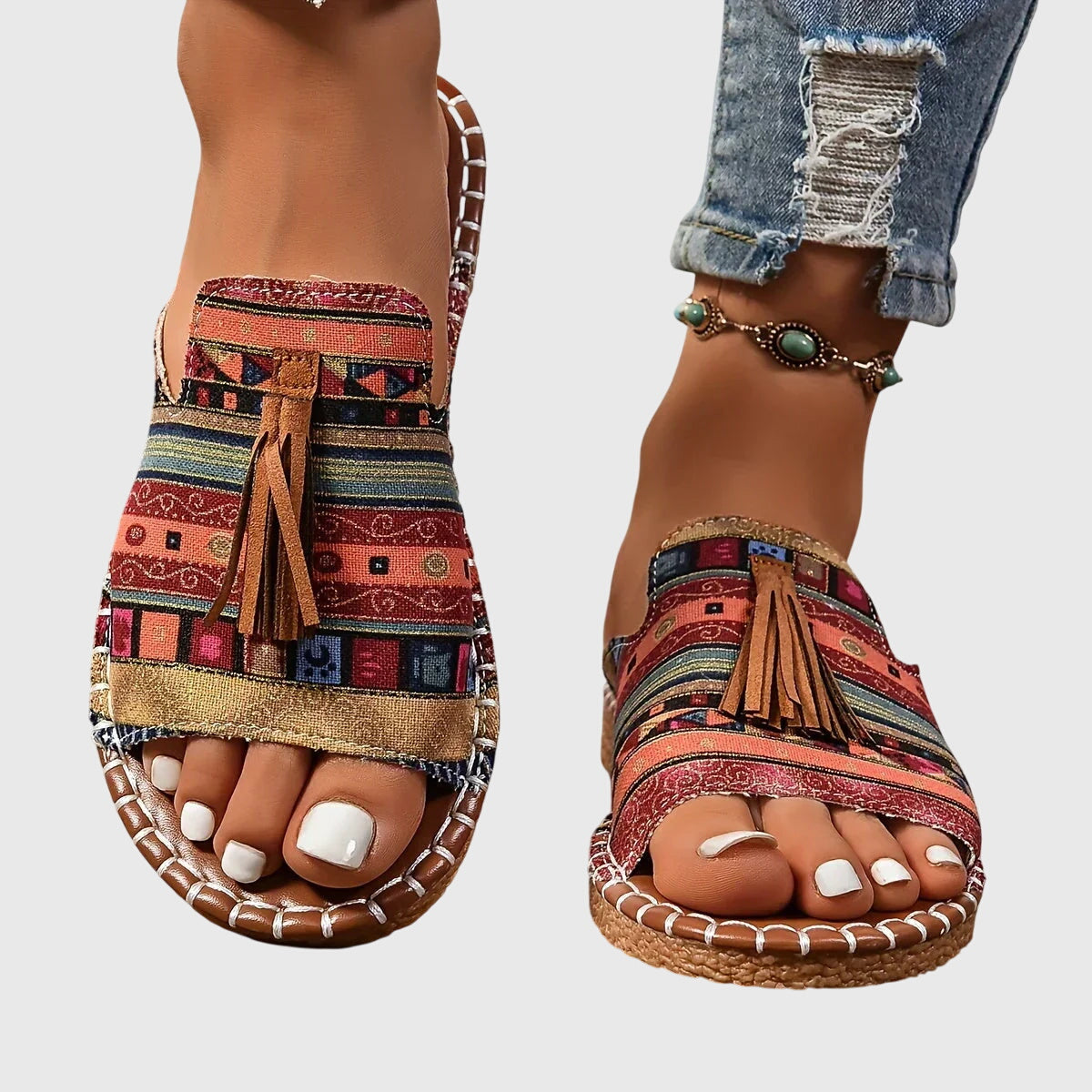 Orthopedic Tassel Slide Sandals