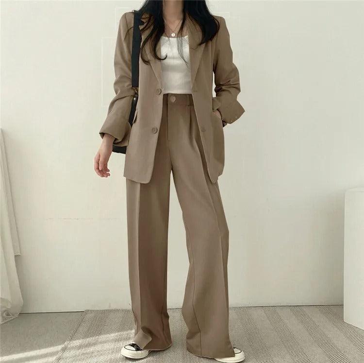 Women’s Elegant Evening Set – Tailored Blazer and Wide Leg Pants