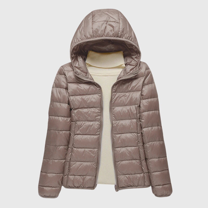 Women’s Hooded Zip-Up Puffer Jacket – Lightweight Everyday Outerwear