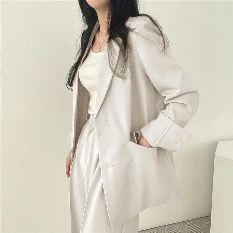 Women’s Elegant Evening Set – Tailored Blazer and Wide Leg Pants