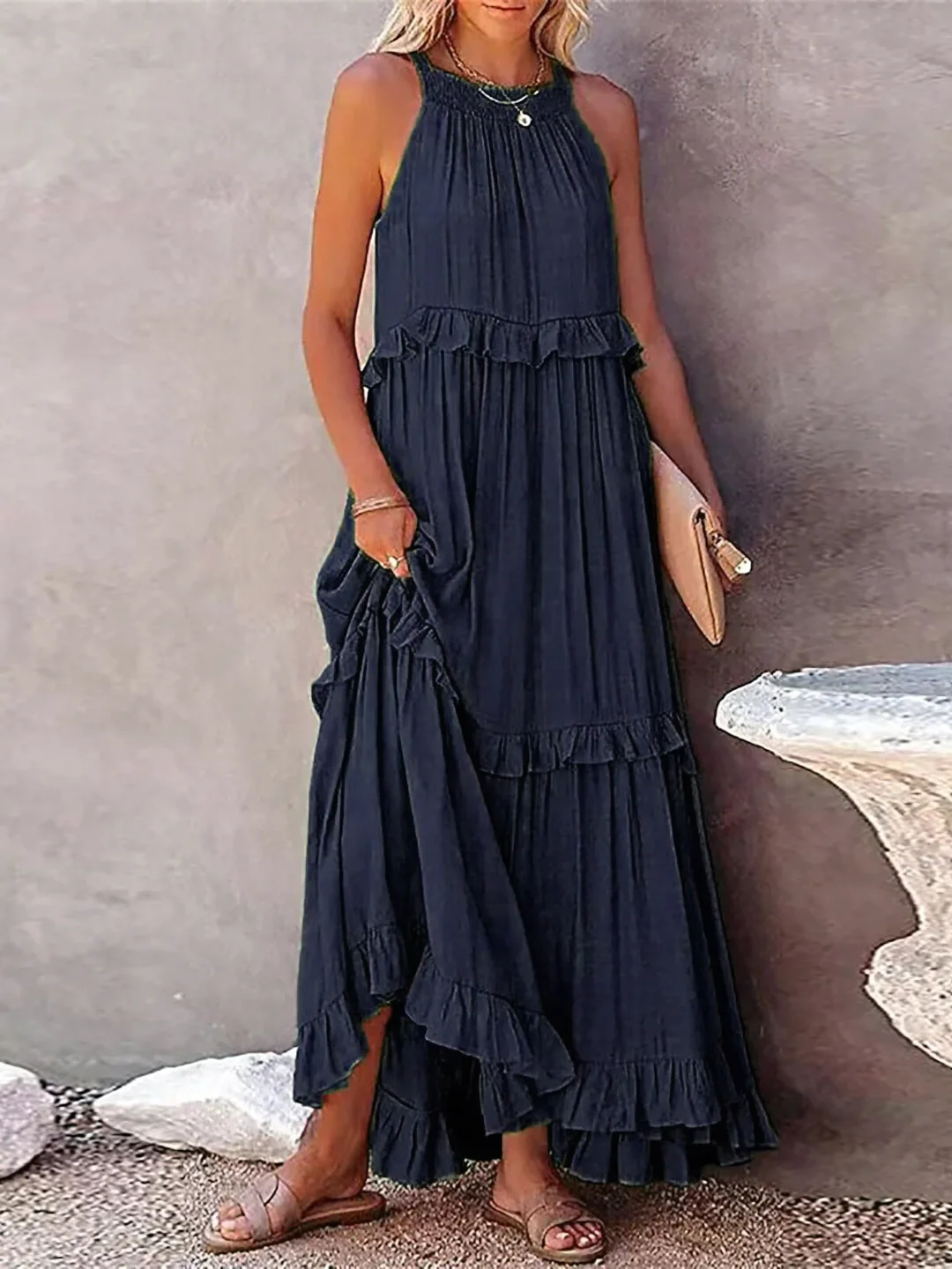 Elarisse | Women’s Sleeveless Tiered Maxi Dress