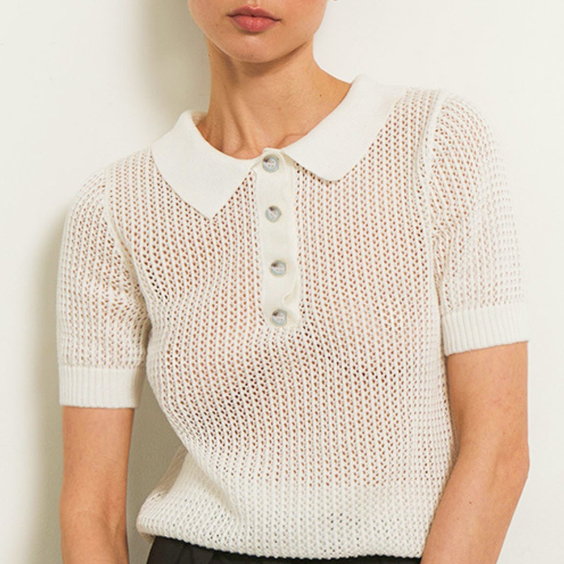 Tavielle | Women’s Textured Knit Short Sleeve Polo Top