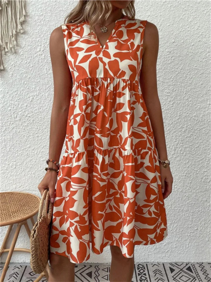 Virellane | Women’s Sleeveless Tiered V-Neck Midi Dress