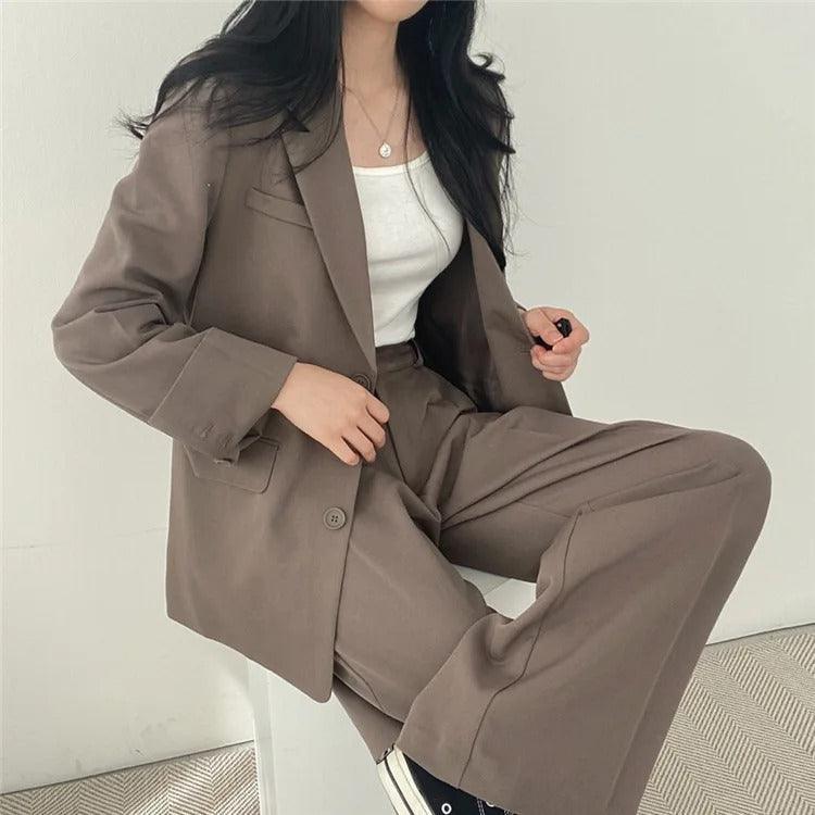 Women’s Elegant Evening Set – Tailored Blazer and Wide Leg Pants