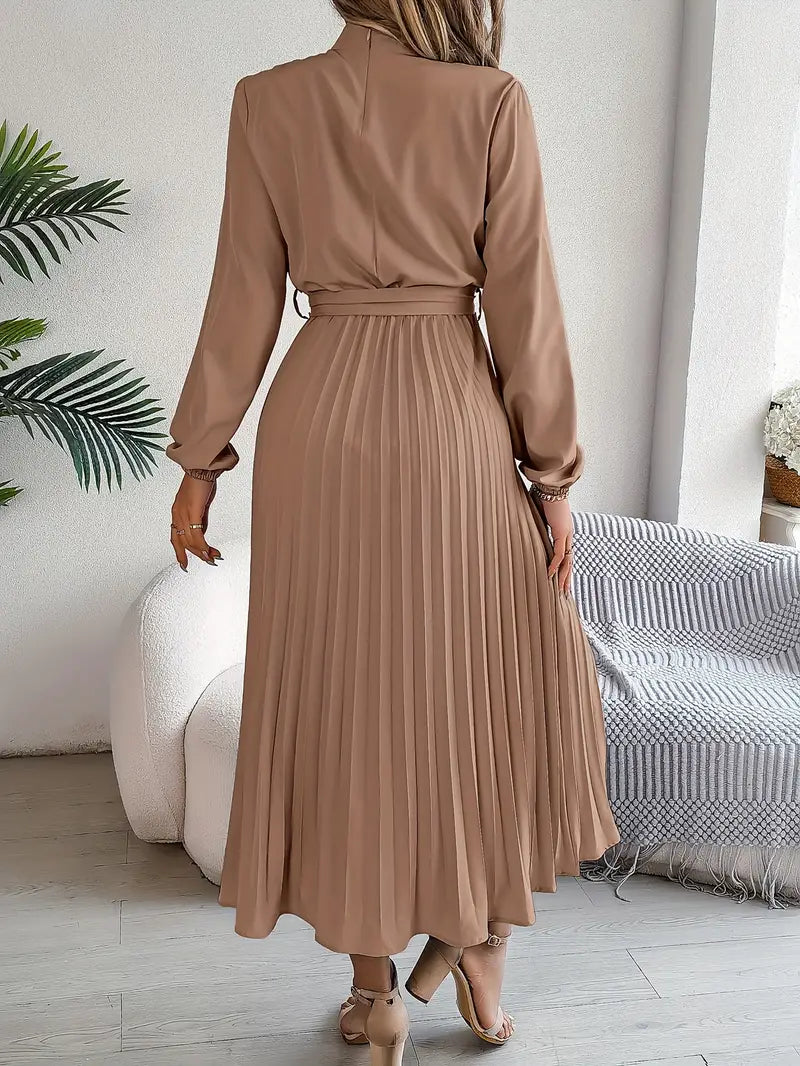 Elyria | Long Sleeve Pleated Midi Dress