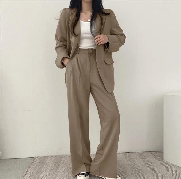Women’s Elegant Evening Set – Tailored Blazer and Wide Leg Pants