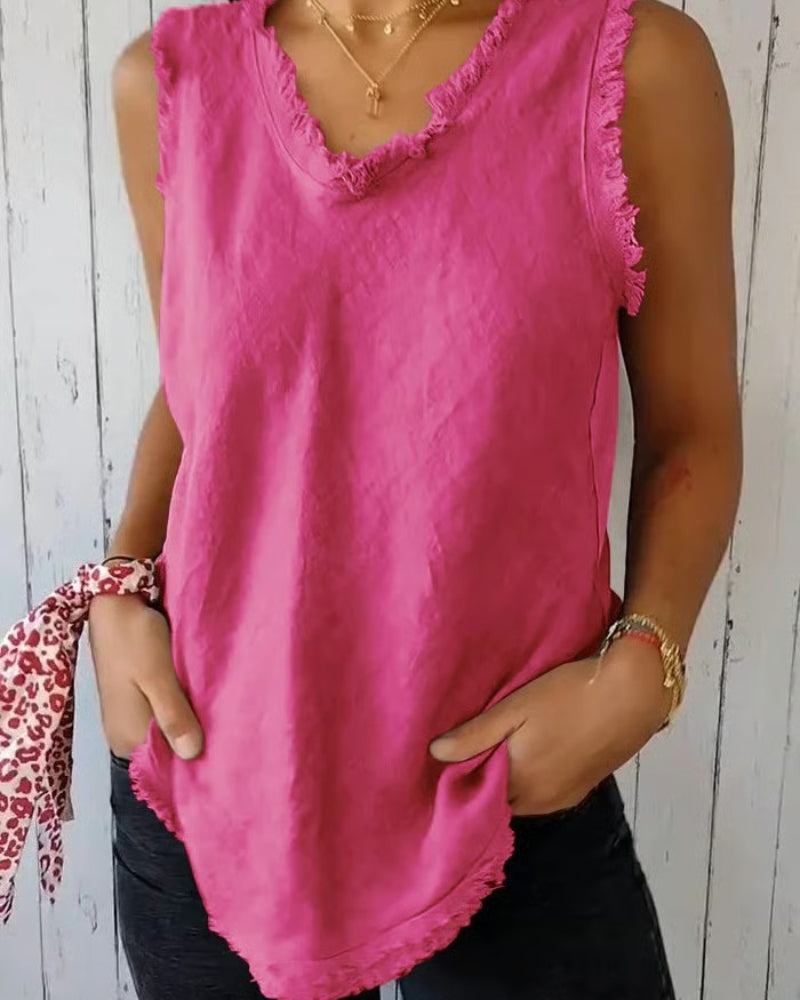 Zyrelle | Women’s Frill Trim Sleeveless Summer Top