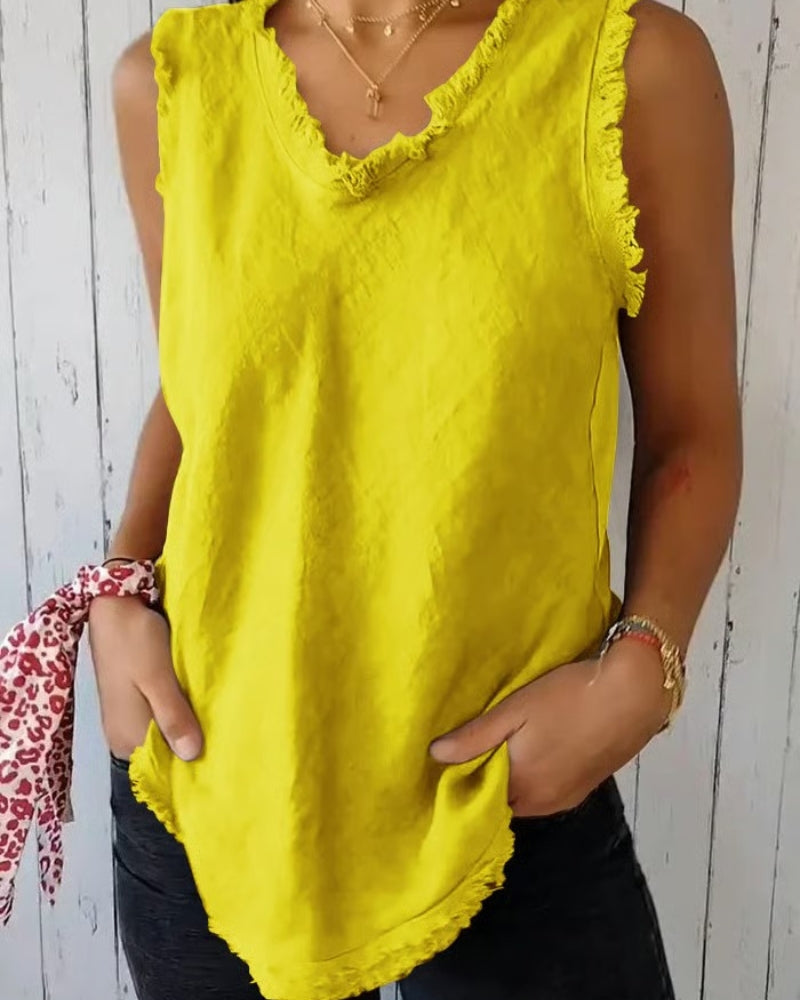 Zyrelle | Women’s Frill Trim Sleeveless Summer Top