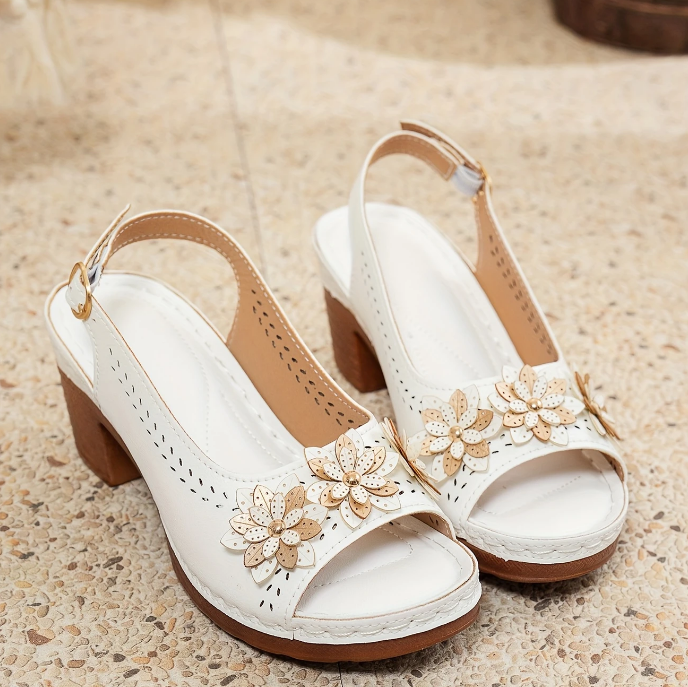 Morgan | Summer Slingback Heeled Sandals with Floral Detail