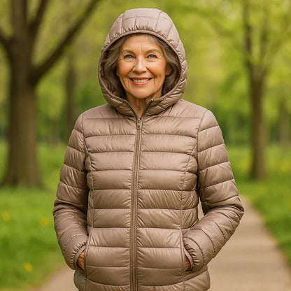 Women’s Quilted Jacket – Zip-Front Long Sleeve Outerwear